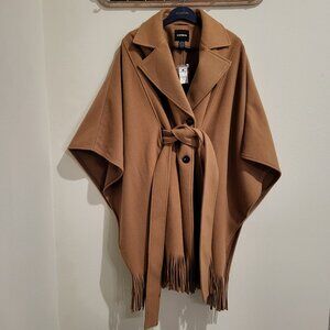 New Express wool poncho coat in BUTTERSCOTCH:M/L